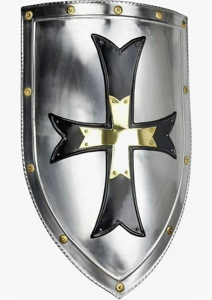 THOR INSTRUMENTS Medieval Crusader Steel 18 Gauge Armor Templar Viking Steel Iron Shield Handmade Warrior Metal Shield Fully Functional For Soldier/Warrior Handcrafted Reenactment